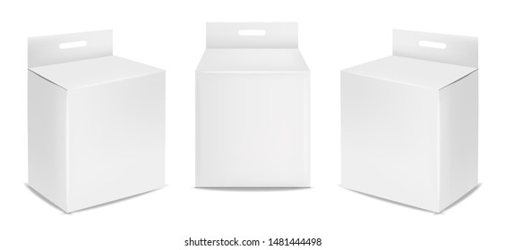 White box isolated, white packaging, realistic box package vector illustration