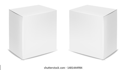 White box isolated, white packaging, realistic box package vector illustration