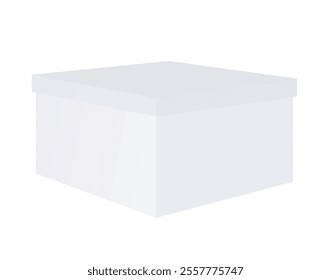 White Box with lid. Cardboard packaging rectangular shape. Vector 3d realistic Mockup. Closed Packaging for goods, things, gifts. Blank template. EPS10.