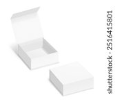 White box with magnetic close. Vector illustration isolated on white background. Taking your 2D designs into 3D. Can be use for gift box, luxury, cosmetics, electronics and other goods. EPS10.