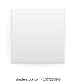 White box mock up model 3D top view with shadow. Vector isolated blank cardboard open or white paper matchbook container box package template on transparent background.

