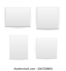 White box mock up model 3D top view with shadow. Vector isolated blank cardboard open or white paper matchbook container box package template on transparent background.
