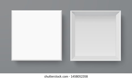 White box mock up  top view with long shadows. Vector isolated blank on Gray background.vector design Element illustration. use for box package template.