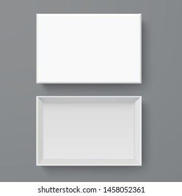 White box mock up  top view with long shadows. Vector isolated blank on Gray background.vector design Element illustration. use for box package template.
