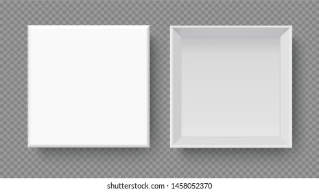 White box mock up  top view with long shadows. Vector isolated blank on transparent background.vector design Element illustration. use for box package template.