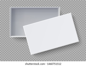 White box mock up  top view with long shadows . Vector isolated blank on transparent background.vector design Element illustration. use for box package template.