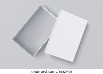 White box mock up  top view with long shadows. Vector isolated blank on Gray background.vector design Element illustration. use for box package template.