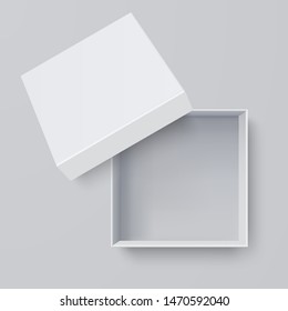 White box mock up  top view with long shadows. Vector isolated blank on Gray background.vector design Element illustration. use for box package template.