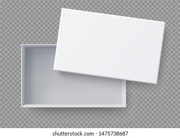 White box mock up  top view with long shadows. isolated on transparency background.vector design Element illustration.