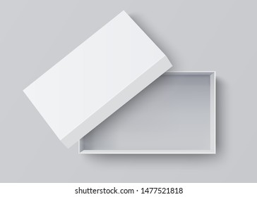 White box mock up  top view with long shadows. isolated blank on Grey colour background, vector design Element illustration.