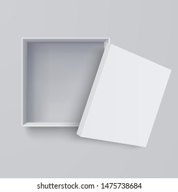 White box mock up,  top view wit  long shadows. isolated blank on grey colour background, vector design Element illustration.