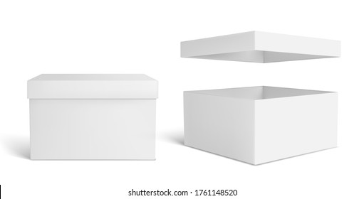 White box mockup. Blank packaging box, package mockup 3d vector illustration