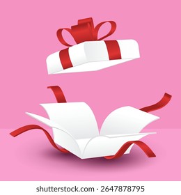 white box open design element surprise, gift or discount party