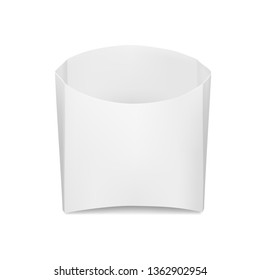 White box packaging for french fries, mock up for design, vector 