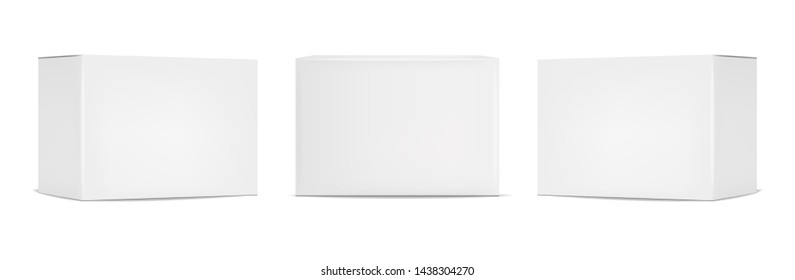 White box packaging set, realistic isolated white background, vector illustration - Shutterstock ID 1438304270