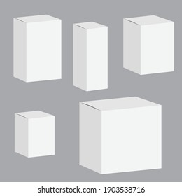 White box packaging set vector. White box realistic isolated background