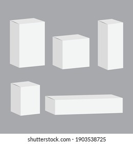 White box packaging set vector. White box realistic isolated background