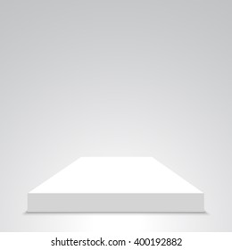 White box. Podium. Pedestal. Vector illustration.