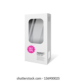 White box products package design, vector illustration