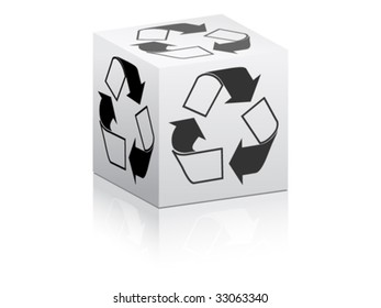 white box with recycling sing on it vector illustration