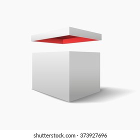 White box with red interior