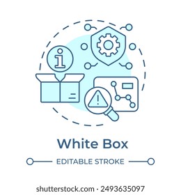 White box soft blue concept icon. System information, penetration testing. Data protection. Round shape line illustration. Abstract idea. Graphic design. Easy to use in infographic, presentation