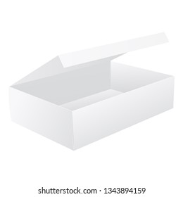 Caja blanca. Ilustración vectorial 3d aislada en fondo blanco