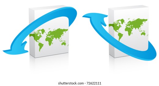 White box with world map