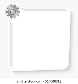 White box for your text and cogwheel symbol