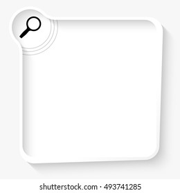 White box for your text and magnifier symbol