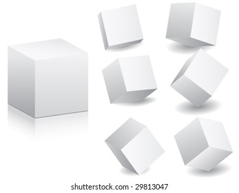 white boxes in different position vector illustration