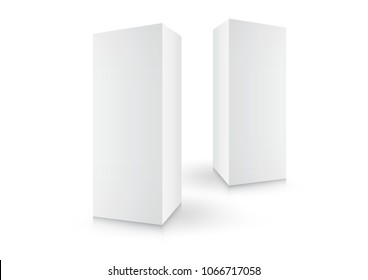 White boxes, Package, 3d box, product design,Vector illustration. box design, packaging box, 3d mockup, cardboard
