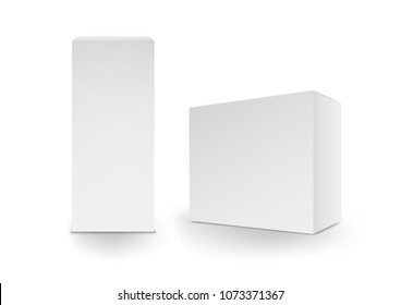 White boxes, Package, 3d box, product design,Vector illustration. box design, packaging box, 3d mockup, cardboard