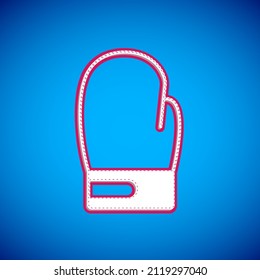 White Boxing glove icon isolated on blue background.  Vector
