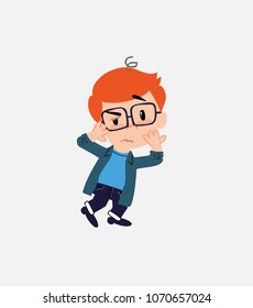 White boy with glasses something sick and dizzy.																									