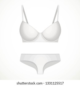 White bra and panties objects isolated on white background
