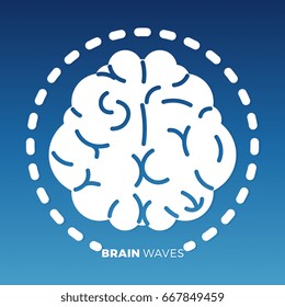 White brain icon design on colorful backdrop. Idea brain symbol, vector illustration