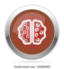 White Brain icon on red web app button