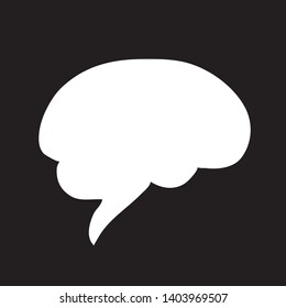 White brain on a black background. Vector illustration.