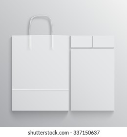 White branding elements on white background. Mockup