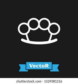 White Brass knuckles icon isolated on black background.  Vector Illustration
