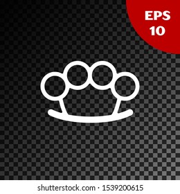 White Brass knuckles icon isolated on transparent dark background.  Vector Illustration