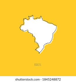 White BRAZIL country map with black outline on yellow background. Simple geographic territory template concept. Vector ilustration easy to edit and customize. EPS10