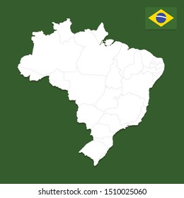 White Brazil map with state division