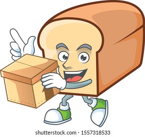 White bread with bring box cartoon character shape.