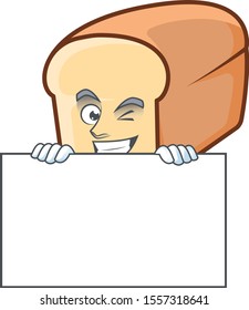 White bread of cartoon with squinting with board mascot.