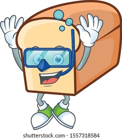 White bread with diving cartoon character shape.