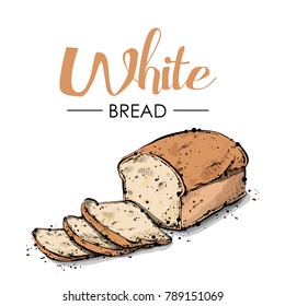 White bread drawing. Sketch style. Vector.