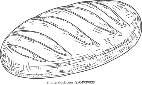 White bread engraving. Fresh bakery menu drawing