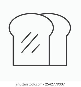 White bread icon in black and white outlined stroke